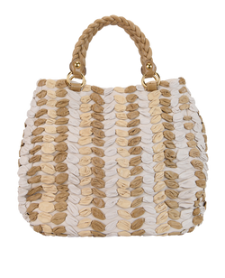 Woven Bag, Leather, Cream/Beige, 165, DB, 2*